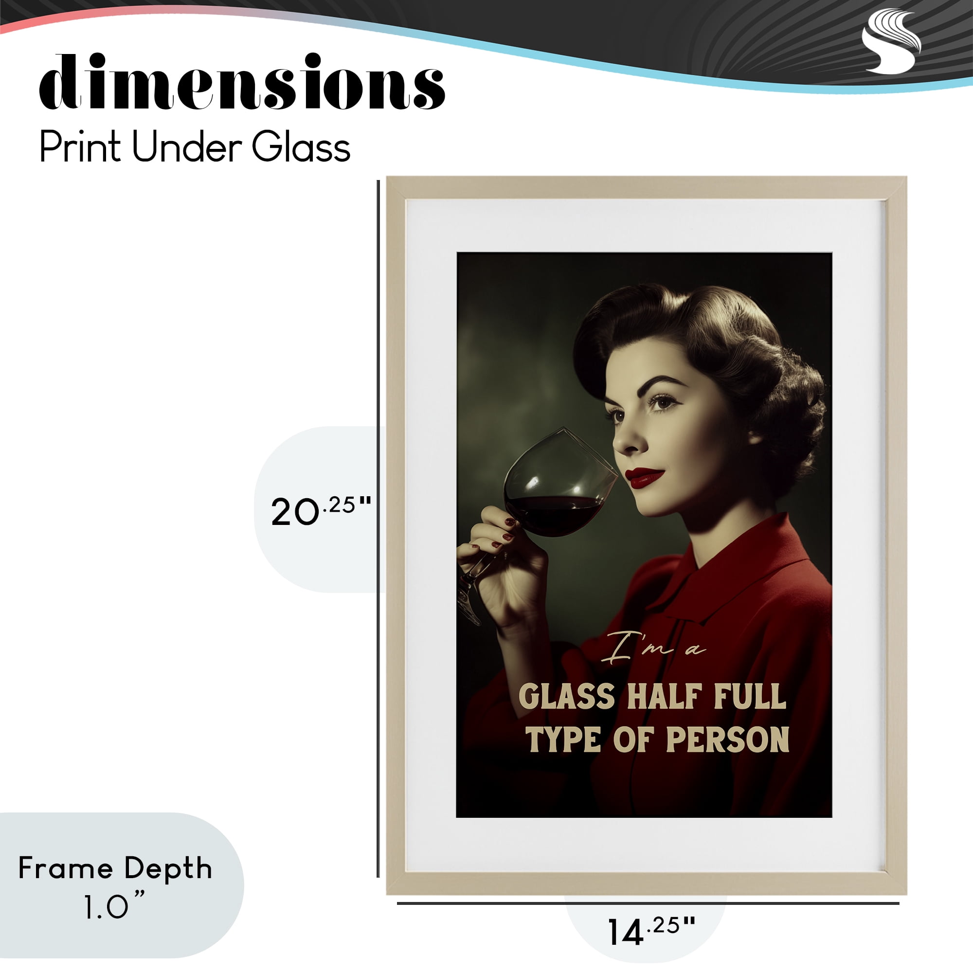 Stupell Industries Glass Half Full Person Birch Framed Print Under Glass, design by Andreas Magnusson