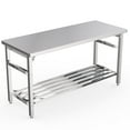 thumbnail image 1 of Yiwa 24 x 60 Inch Stainless Steel Work Table for Prep & Work, Commercial Worktables & Workstations with Adjustable Undershelf, Heavy Duty Folding Kitchen Island for Kitchen, Hotel, Restaurant, 1 of 9