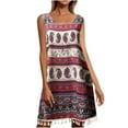 thumbnail image 1 of Pompotops Robe Rétro Sans Manches à Col Rond Ample Décontractée Imprimée à Franges pour Femmes, 1 of 7