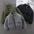 thumbnail image 4 of Esaierr Toddler Baby Kids Boys Varsity Baseball Jacket Coats Stand Collar Warm Cotton Jacket Button Sweatshirt Fall Winter Thickened School Outerwear 1-8 Years, 4 of 7
