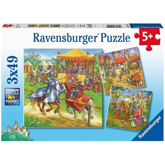 RAVENSBURGER Puzzle 05150 Ravensburger Children's Puzzle 05150-Knight Tournament in The Middle Ages 3x49 Piece Puzzle for Children