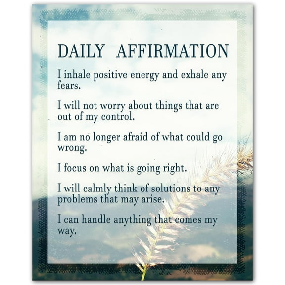 Daily Positive Energy Affirmations  Motivational Wall Art for Women Office or Home Decor - Inspirational Quote Print for Daily Reminders and Affirmations - Positive Style Poster