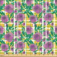 thumbnail image 2 of Ambesonne Floral Fabric by the Yard Upholstery, Violet Flowers Leaves Art, 2 Yards, Pale Fuchsia and Jade Green, 2 of 5