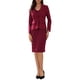 thumbnail image 2 of Conjuntos de Traje INSPIRE CHIC para Mujeres, 2 piezas, Blazer de Trabajo con Escote en V, Vestidos Sólidos, XL Rojo Oscuro, 2 of 5