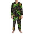 thumbnail image 3 of Susaid Carnival Mardi Gras3 Print Men's Long Sleeve Pajama Set, Two-Piece Button-Down Loungewear PJs Set, Comfortable Sleepwear for Relaxation-Medium, 3 of 7