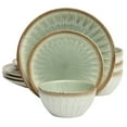 thumbnail image 3 of Gibson Elite Trescott Way 12-Piece Reactive Glaze Green Stoneware Dinnerware Set, 3 of 15