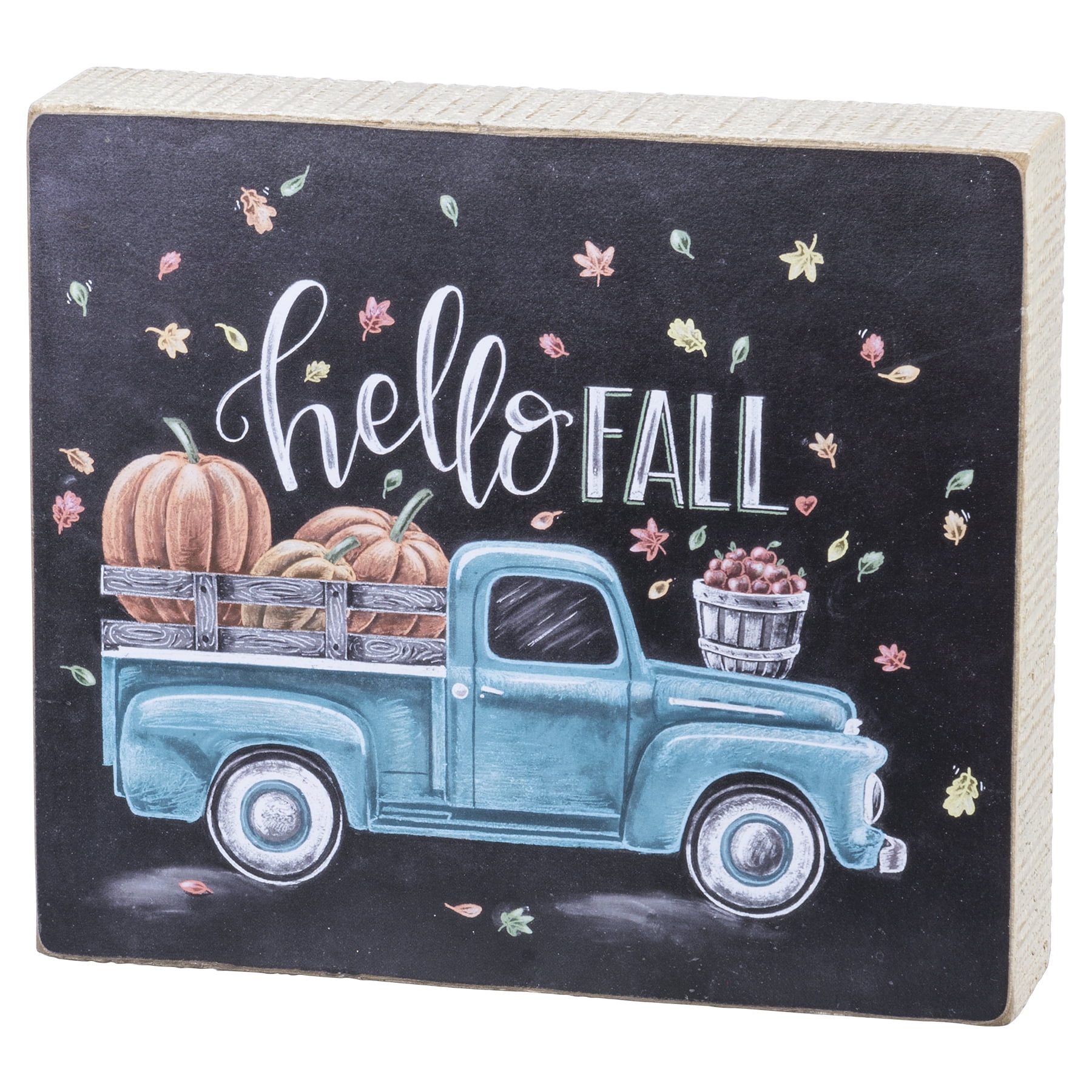 PBK Fall Decor Fall Red Vintage Blue Truck Chalk Sign