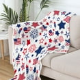 thumbnail image 5 of July 4th Party Throw Blanket Blue Blanket Flannel Bed Blanket American USA Flag Day Theme Blue Red Stars Lightweight Throw Blanket for Couch Sofa-Independence Day Collection, 5 of 6