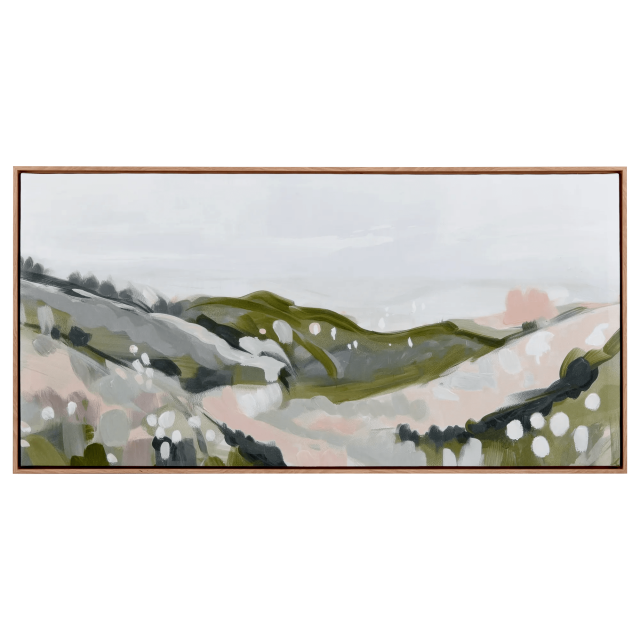 Bouclair Vert Tableau encadré d'un paysage coloré 36 X 18 po (91.44 X 45.7 cm)