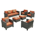 thumbnail image 3 of Ovios 7 Piece Patio Furniture Set Wicker Rattan Outdoor Conversation Sectional Furniture with Couch, Chair, Ottomans, Cushion for Backyard, 3 of 8