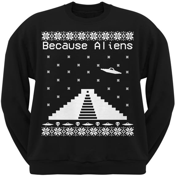 Because Aliens Pyramid Black Adult Sweatshirt