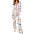 thumbnail image 1 of RKSTN Ensembles de Pyjama pour Femmes Imprimés Mode Détente Col Cardigan Satin Robe de Maison Ensemble de Pyjama Doux Confortable Pyjamas, 1 of 5