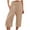 Khaki, variant on Utoimkio Women's Wide Leg Linen Capri Pants Summer Casual Loose High Waisted Lounge Pants for Women with Pockets