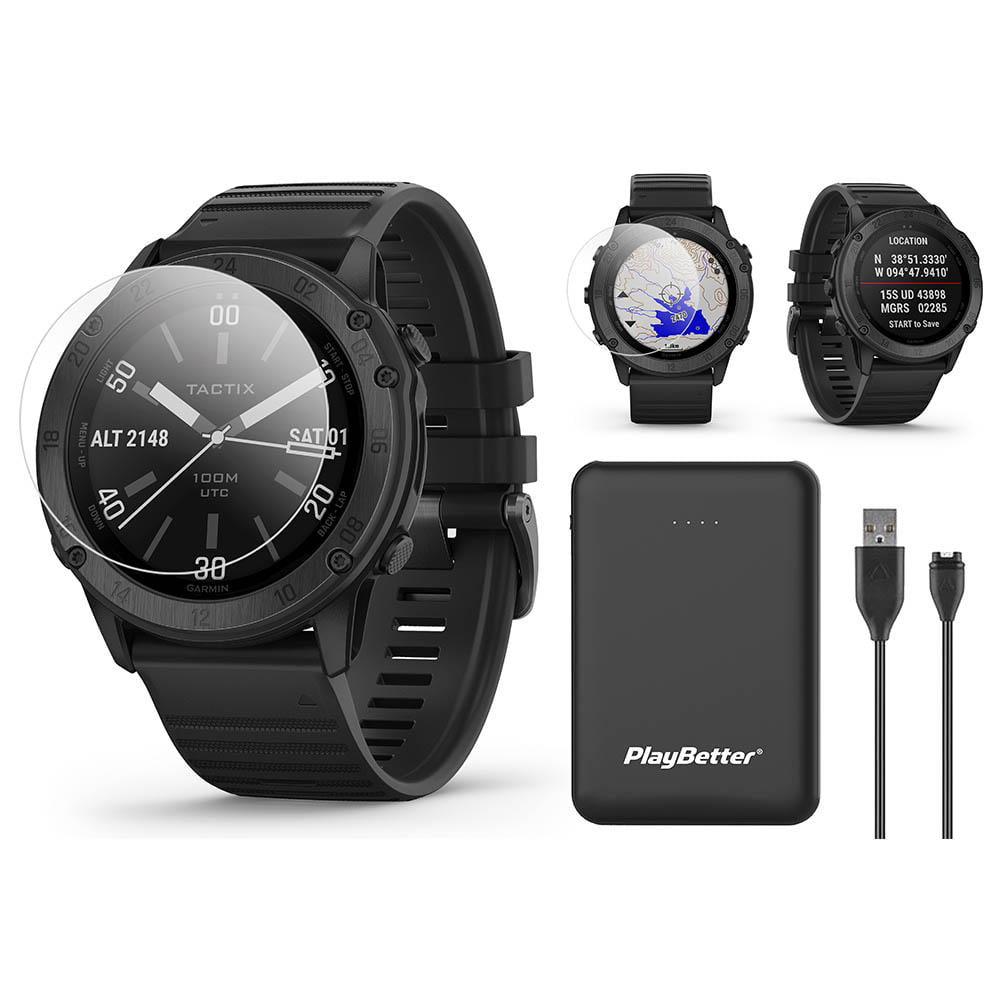 Garmin Delta Sapphire Edition Tactical GPS Watch (Black) Bundle with Portable Charger Screen Walmart.com