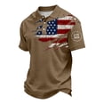 thumbnail image 3 of Homeyce American Flag Polo Shirt for Men Us 250th Anniversary 4th Of July Polo Shirts Short Sleeve Freedom Usa Flag Polo T-Shirts Buttoned Independence Day Patriotic Outfit,Brown L, 3 of 4