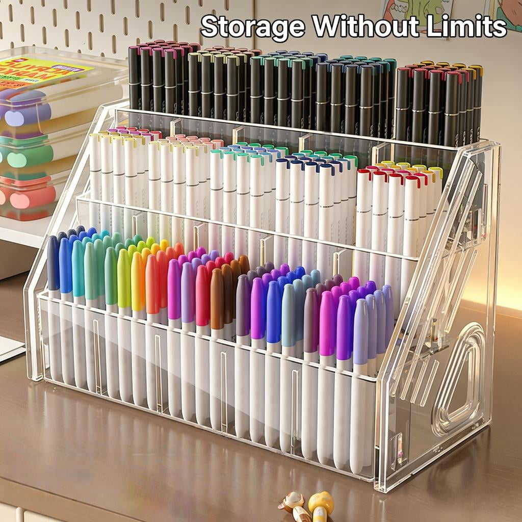 Giaone Desk Marker Organiser Acrylic Marker Pen Storage Rack for Pencils Highlighers