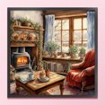 thumbnail image 3 of Hilo de bordar de algodón completo, estampado de 11CT, punto de cruz para habitación de calentamiento de invierno, 50x50cm, 3 of 9