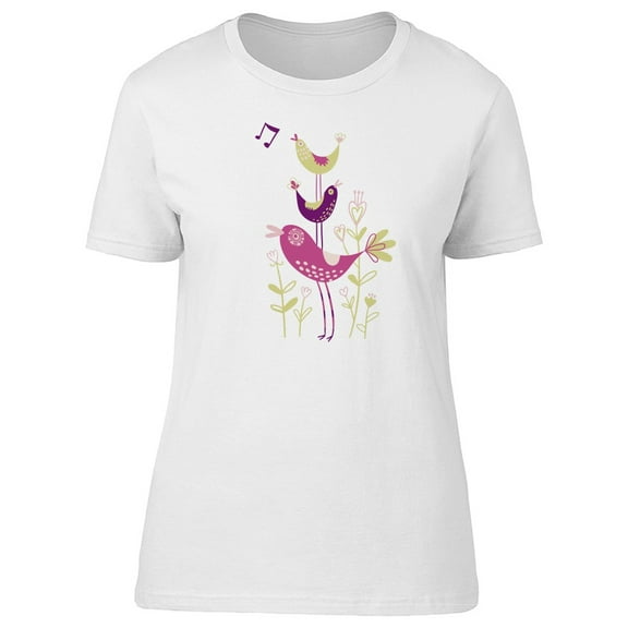 Three Cute Singing Birds Tee Women's -Image by Shutterstock