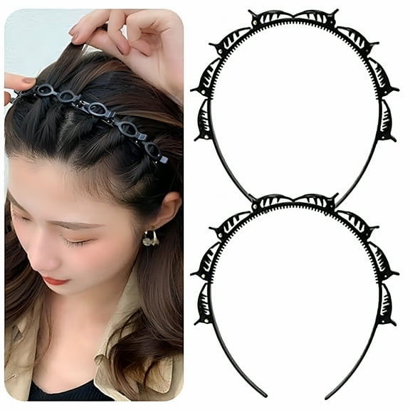 VANIDO Bangs Hairstyle Hairpin Headband for Women Double Layer Twist Plait Braided Hairdressing Hair Clip Tools