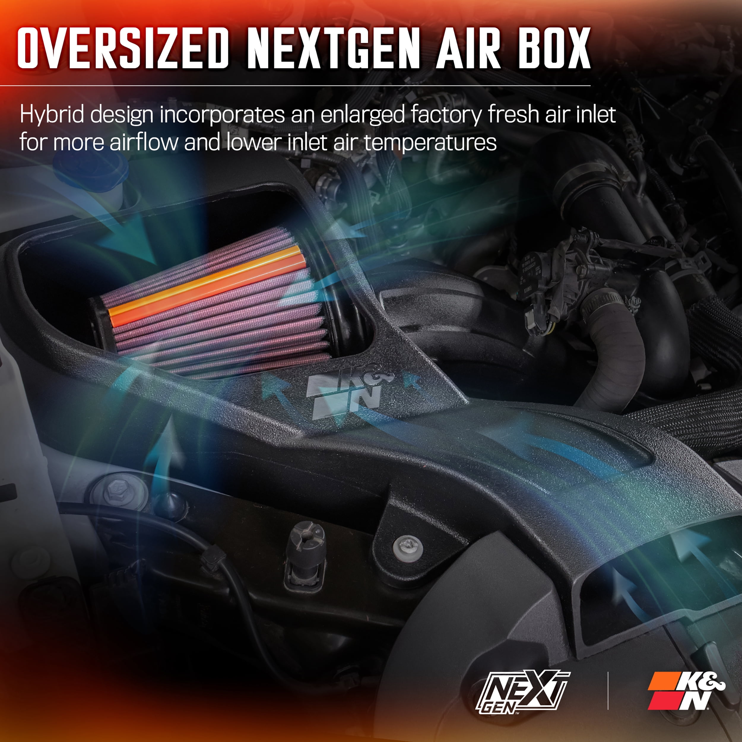 K&N Performance NextGen Cold Air Intake System: Easy Installation, Engineered to Maximize Airflow, Boost Horsepower & Torque, 50-2629