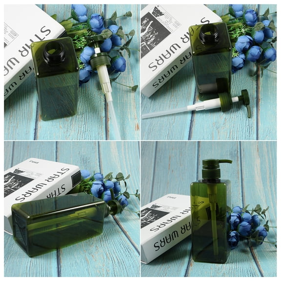MEIBUTYUP Dark Green Plastic Shampoo Bottle Replacement for Bathroom Liquid Storage, Leak-Proof Design, 1 Set