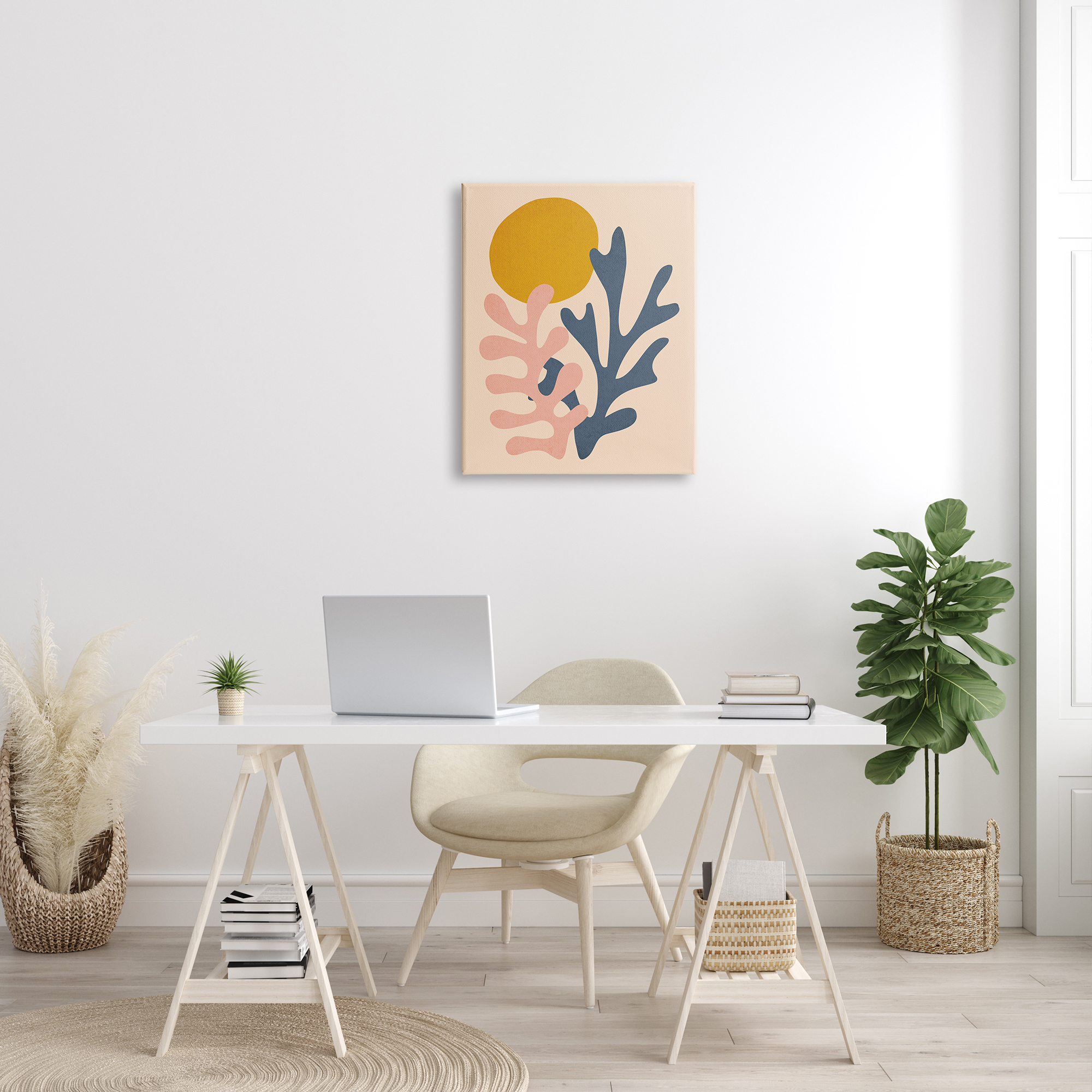 Stupell Industries Contemporary Pastel Leaf Forms Abstract Sun Shape Graphic Art Gallery Wrapped Canvas Print Wall Art, Design by JJ Design House LLC