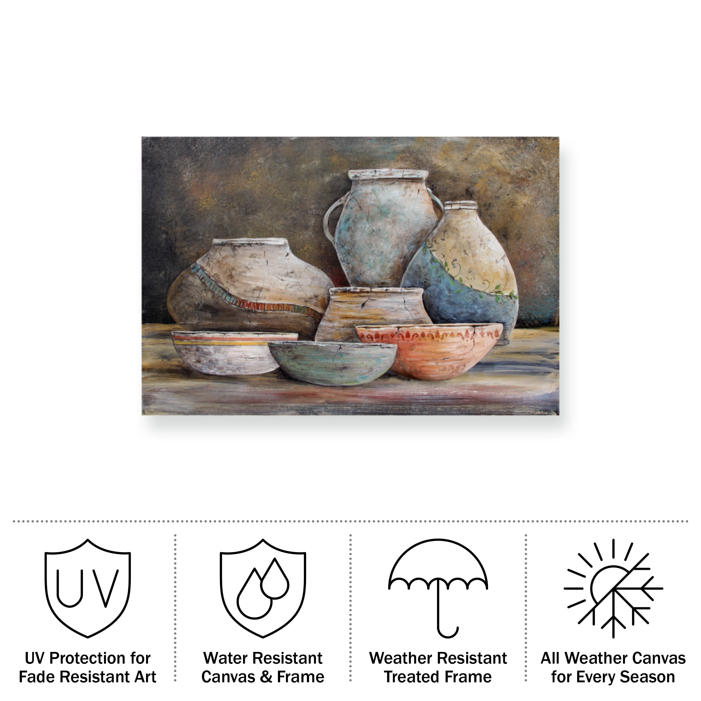 Jean Plout 'Clay Pottery Still Life 1' Outdoor All-Weather Wall Decor