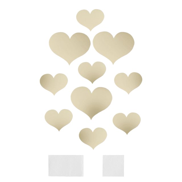 Crea tu propia decoración artística para el hogar para las paredes de la sala de estar y el dormitorio Pegatinas de espejo con forma de corazón dorado