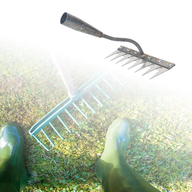 DYNWAVECA Weeding Rake Sturdy Hardened Weeding Tool for Soil Aeration Digging Backyard 8 Tine