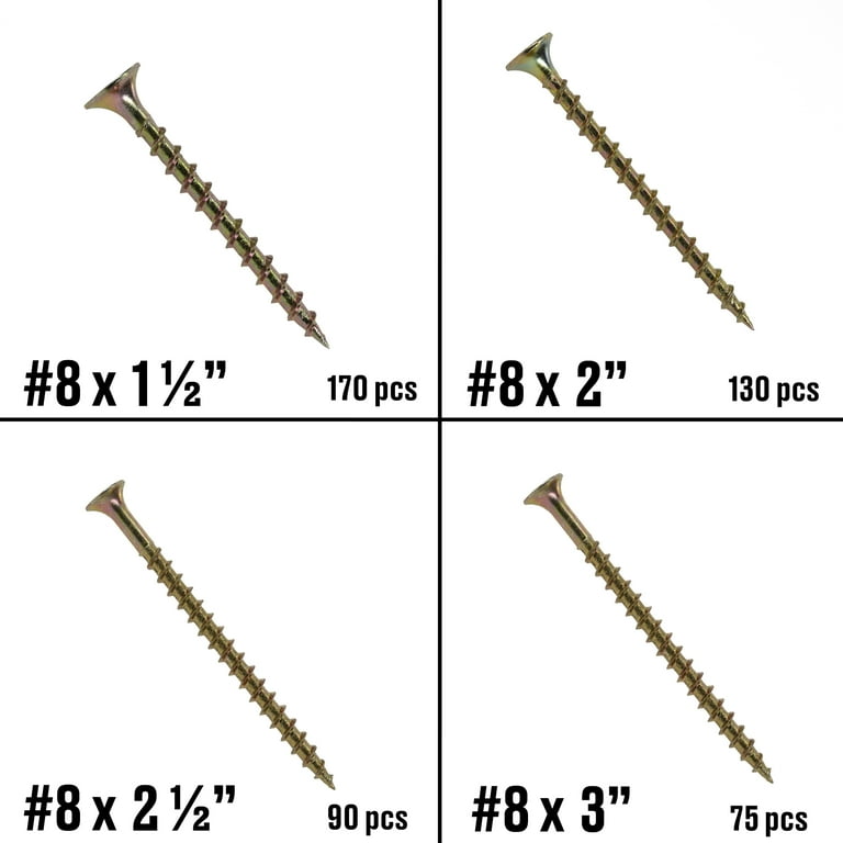Fas-N-Tite Yellow Zinc Interior Wood Construction Screws 4 Sizes