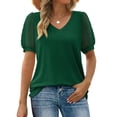 thumbnail image 6 of Womens Tops Short Sleeve Summer Tops For Women Casual Solid Color V Neck Chiffon Womens T Shirts, 6 of 6
