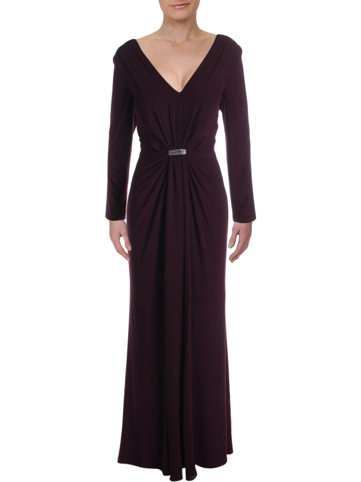 Lauren Ralph Lauren Womens Embellished V-Neck Evening Dress 
