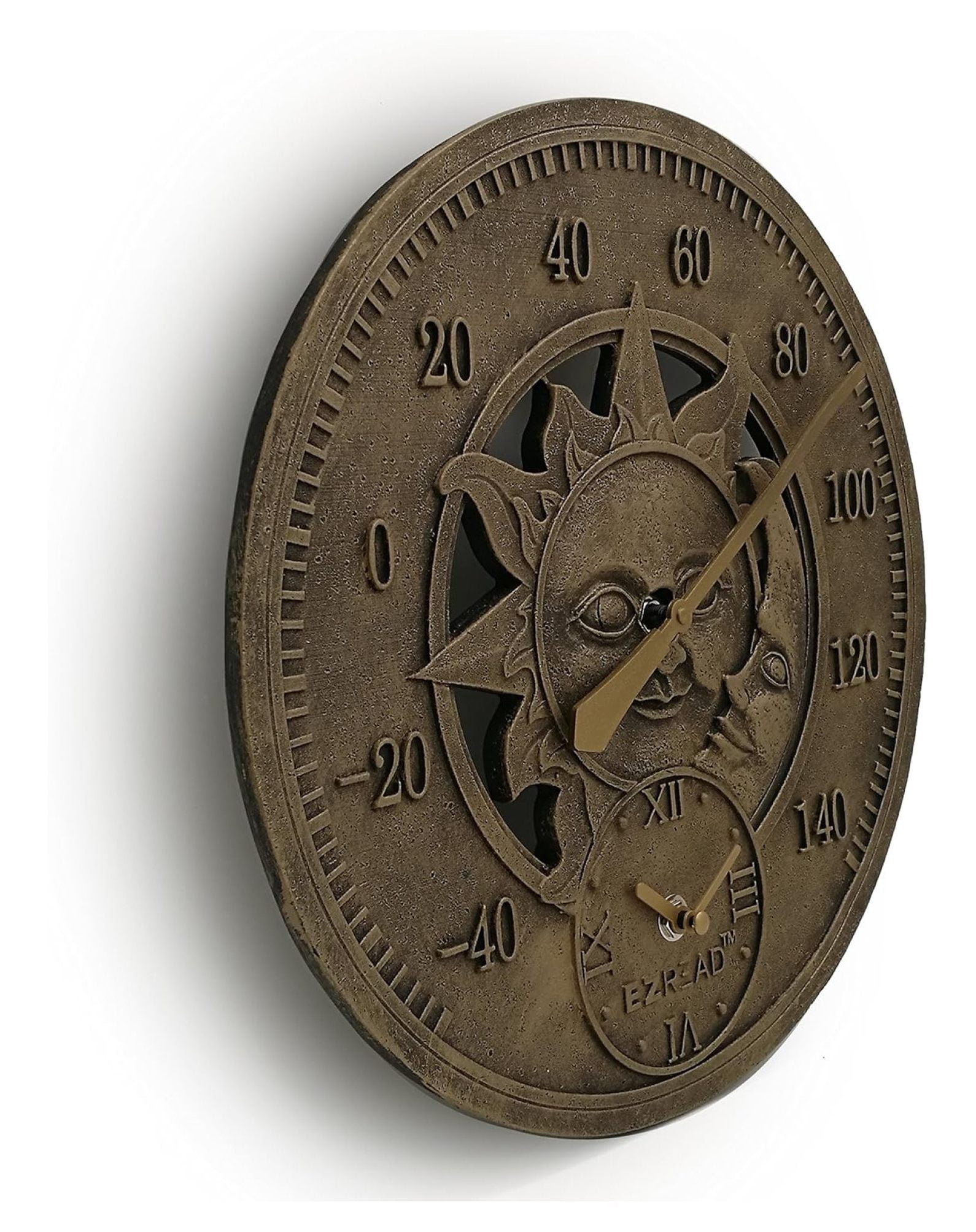 Consumer Products 850-0051 Thermometer/Clock with Sun and Moon 12"