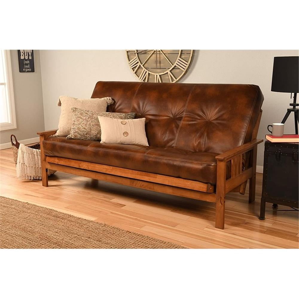 Pemberly Row Full-size Faux Leather Futon Mattress in Brown - Frame Not Included