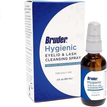 Bruder Hygienic Eyelid Solution Spray - Non-Irritating Pure Hypochlorous in saline, Calm, Skincare, Daily Use Eyelid and Lash Cleanser, Eye Cleansing Spray (60mL)