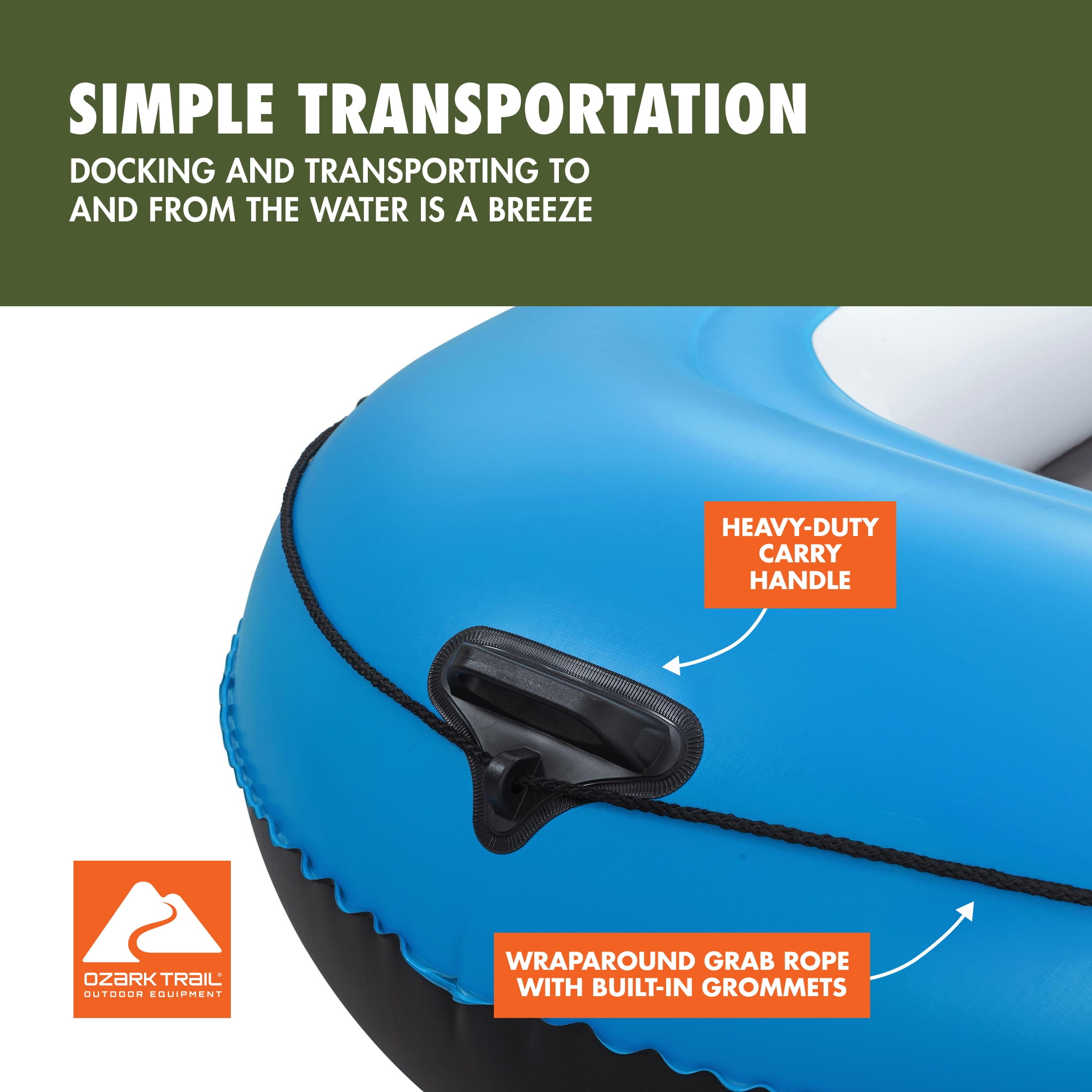 Ozark Trail 4-Person Inflatable Recreational Raft Set 9'10" x 50"
