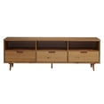 thumbnail image 3 of Walker Edison Modern Boho Wood 3 Drawer 70” TV Stand, Caramel, 3 of 17
