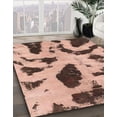 thumbnail image 3 of Ahgly Company Machine Washable Indoor Square Abstract Light Salmon Pink Area Rugs, 6' Square, 3 of 7