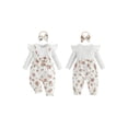 thumbnail image 2 of Loicainy Infant Baby Girls Fall Romper Outfits 3 6 9 12 Months Rose Print Long Sleeve Jumpsuit and Headband Set, 2 of 9