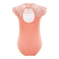 thumbnail image 2 of IEFIEL Kids Girls Lace Ruffle Sleeve Gymnastics Ballet Dance Tank Leotard One-Piece Bodysuit Unitard Orange 11-12, 2 of 7