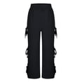 thumbnail image 5 of XPMWRP Womens Fall Wide Leg Pants Bow Tie Loose Sweatpants Elastic Waist Casual Drawstring Baggy Workout Pant Without Pocket Black S, 5 of 8