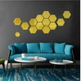 thumbnail image 2 of 3D Mirror Wall Stickers, 12pcs Removable Acrylic Wall Decals, Hexagonal Adhesive Mirror Tiles Wall Decor for Home Living Room Bedroom DIY, 2 of 4