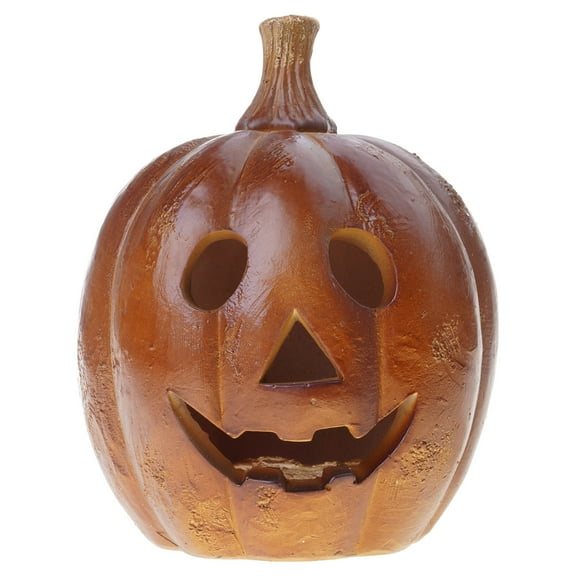 Terracotta Pumpkin with Hand-Carved Detail Ornament for Porch and Table Halloween Decoration for Outdoor