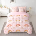 thumbnail image 2 of Manfei Pink Rainbow Bedding Comforter Set 7 Pieces for Child Girl, Kawaii Love Heart Print Queen Bedding Sets, Dreamy Princess Queen Sheet Sets, Lightweight Room Decor, 2 of 8