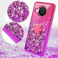 thumbnail image 3 of Spy Case for T-Mobile Nokia X100 Ring Kickstand Liquid Glitter Diamond Phone Case Cover w/Tempered Glass Screen Protector - Hot Pink/Purple, 3 of 5