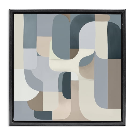 Stupell Industries Bauhaus Blue Curves Black Framed Floater Canvas Wall Art, design by Annabelle Hall