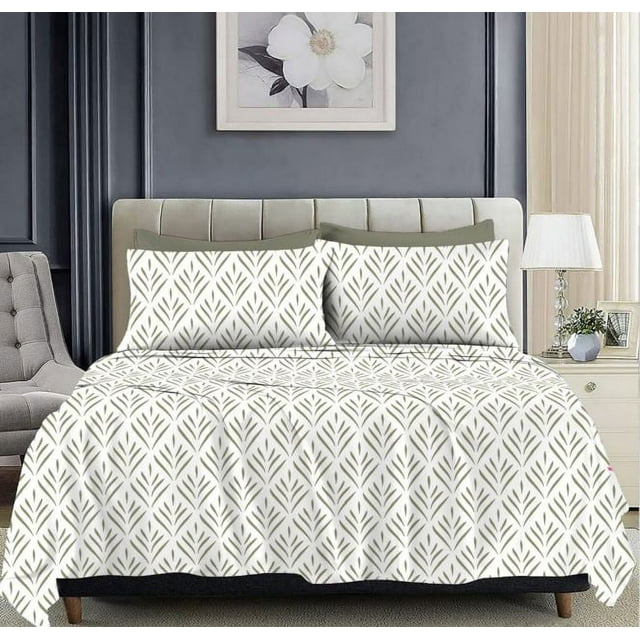 Aura Decor Comfort Haven Percale Soft Cotton Bed Cover Green 110x110 Inches King