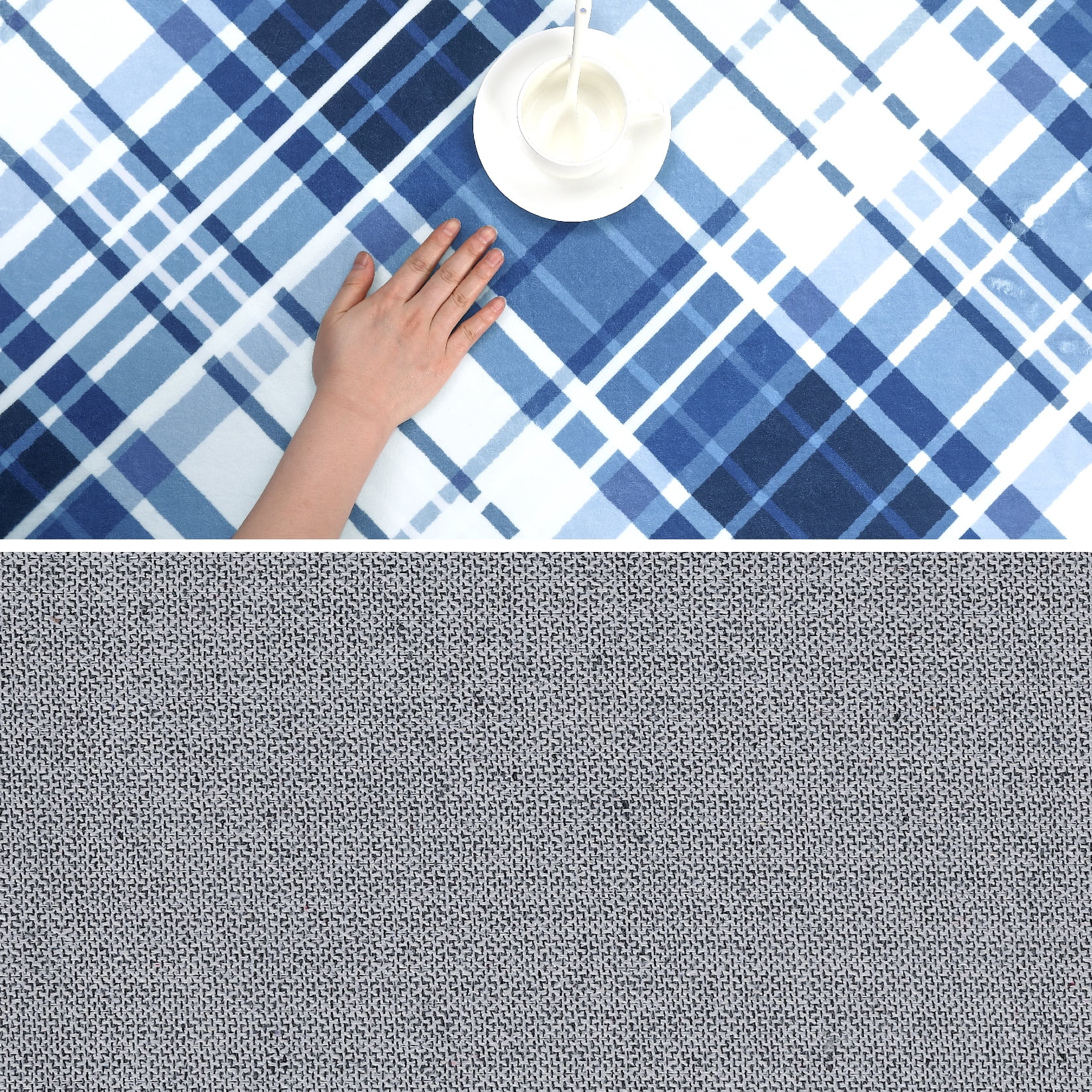 FairOnly Runner Rug 2' x 6' Modern Soft Rug Washable Area Rug Non Slip Rug Plaid Design Area Rug for Hallway Bathroom, Blue