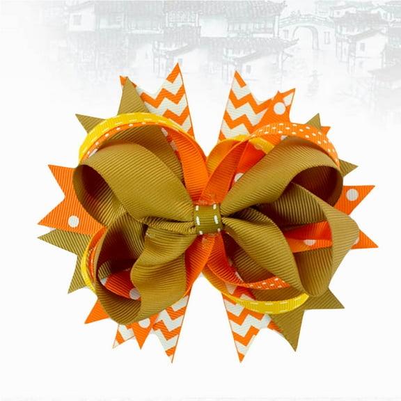 Masteelf Girls Hairclip Bowknot Clip for Thanksgiving Day Decoration Cloth Multi Color Durable NonFading 3 Inch