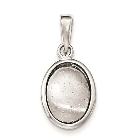 925 Sterling Silver Polished & Textured Oval Charm Pendant